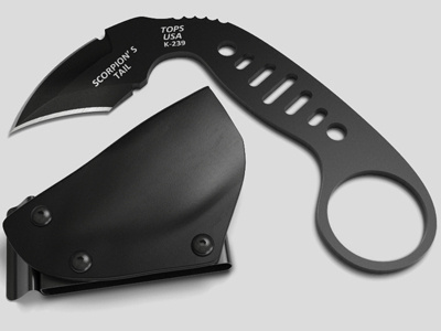 Scorpion's Tail Karambit Visualization 3d modeling 3d rendering advertising dagger karambit knife photography rhinoceros 3d scorpion seath vray weapon