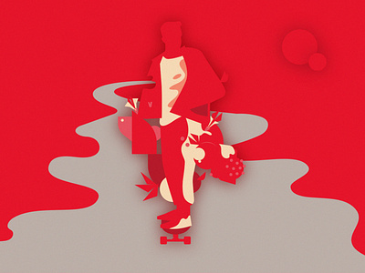 Illustration 2.0 art branding design fit illustration minimalistic red skateboard vector