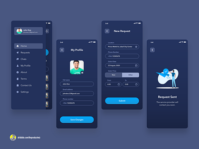 MaGhaSel — App Design Dark UI