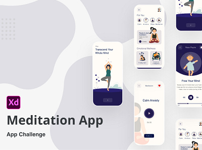 Meditation App Design design graphic design illustration logo ui ux