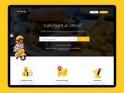 Foodpicky figma food illustration fooddelivery homepage design homepagedesign landingpage psd psdtemplate ui uidesign uidesigners uiux webpagedesign