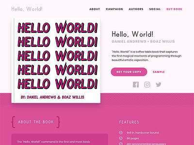 'Hello, World' Book Landing book landing ui ux web design