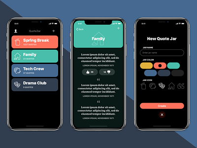 QuoteJar App Design app app design branding brickhack colors icons ios ios design iphone iphone x ui ux