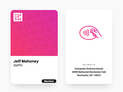 Computer Science House – NFC Card Design card gradient logo physical pink product design purple