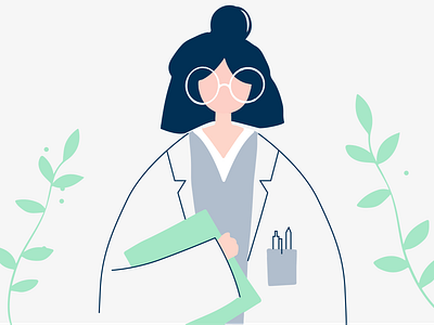 Doctor ai design doctor hospital illustration illustrator job lekarz medical medicine minimal plants procreate vector woman work