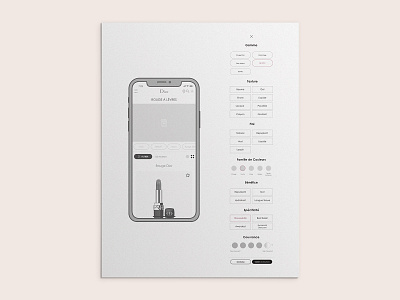 Dior — UX Mobile first : Fashion & beauty e-commerce wireframe beauty dior ecommerce eshop fashion filters luxury brand make up mobile mobile first userexperience ux uxdesign web website wireframe wires
