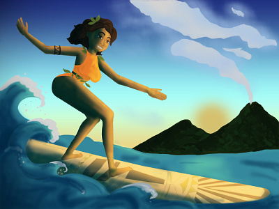 Surf girl illustration character design digital illustration illustration illustration art surf illustration