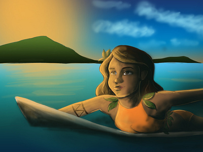 Surf girl illustration