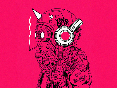 Y3ll Auto Pilot band character design poster