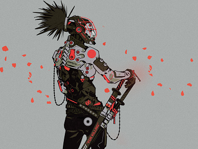 "For Killing" cyberpunk cybervibe digitalart samurai scifi techhunter technology
