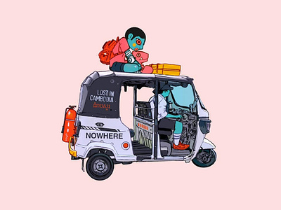 lost in cambodia cambodia digitalart illustration procreate tuanmulo tuktuk