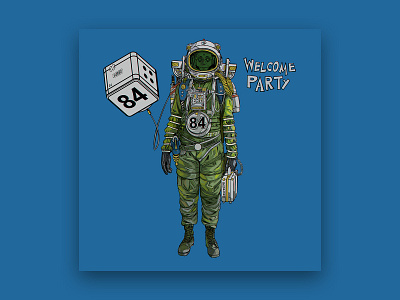 welcome party 84cube astronaut character design characterdesign cyberpunk digital art hypebeast illustration newyear photoshop procreate scifi tuanmulo