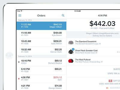 Shopify POS Orders redesign ios7 ipad orders payments pos shopify