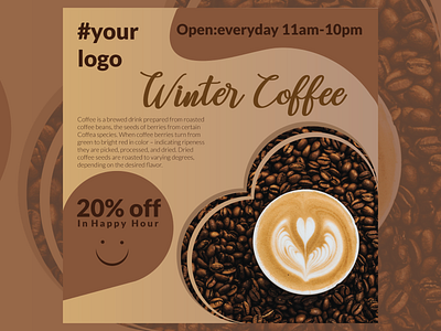 Social Media post Design For coffee shop illustrator design logo social media banner