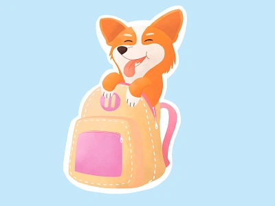 Corgi Sticker animal animals backpack backpacks color colors corgi corgis dog dog in backpack dog shelter dog sticker dogs illustration royal corgi sticker stickers