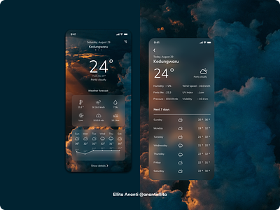 Design Jam August - Weather App Design glass style graphic design ui weather app