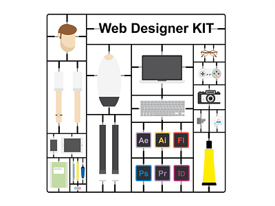 Web designer kit flat design illustration web web designer