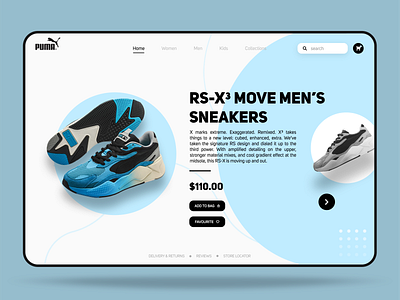 Puma Shoe Store Concept branding clean concept design flat illustrator minimal photoshop puma ui ui for a webpage web website website design