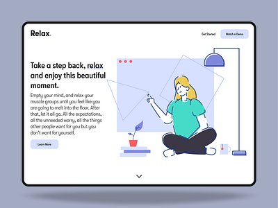 R E L A X - Webpage Concept clean concept design flat illustration illustrator minimal minimalistic design photoshop ui ui ux ui design web web design webpage design