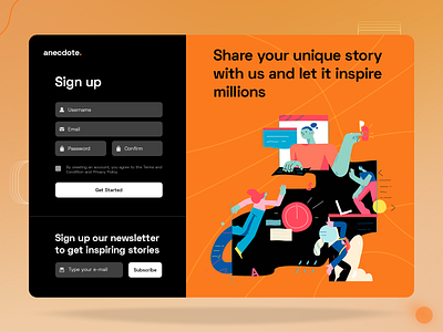 Anecdote - Sign Up Page clean concept design flat illustrator minimal minimalistic design photoshop sign up page sign up screen ui