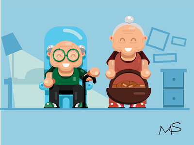 grandparents design illustration