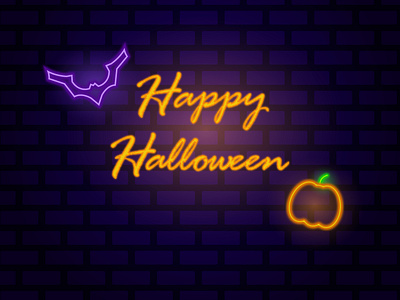 Happy Halloween neon background