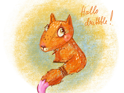 Cute Fox says Hello! branding character design digital fox illustration logo procreate procreate art