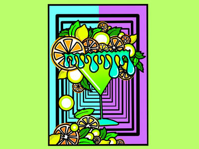 Neon bright colours citrus colourful digital art drink glass illustration lemon neon orange