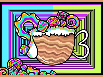 Candy bright colours candy coffee colourful cup digital art donut drink illustration lollipop