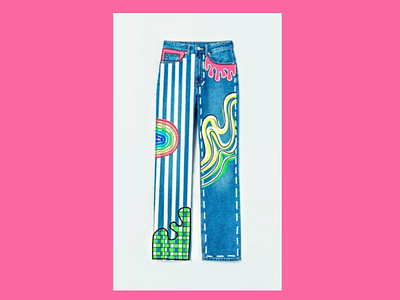 Jeans colourful colours denim art design digital art illustration jeans rainbow