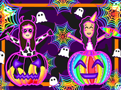 Halloween bright colours caricature characterdesign colourful design digital art ghosts halloween illustration spooky