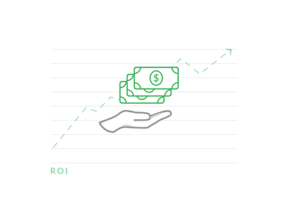 ROI? dollar green hand icon icons sketch