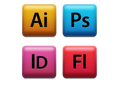 Shiny Adobe Icons 3xshiny adobe ai bevel bright buttons colors colory cough droppy fl flash icons id illustrator in design juicy letters minion pro photoshop ps rounded corners shadow shiny type