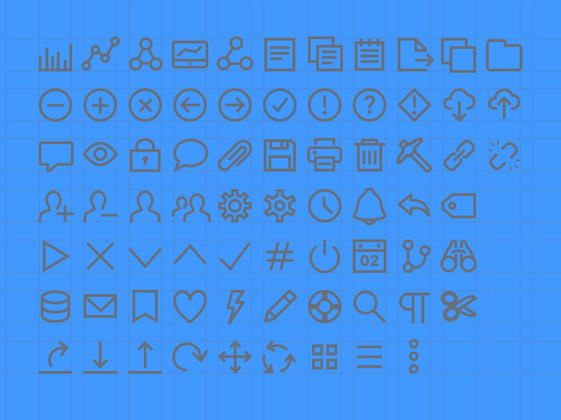 Custom Line Icons alert bookmark lifesaver arrow tag check bar blue icons