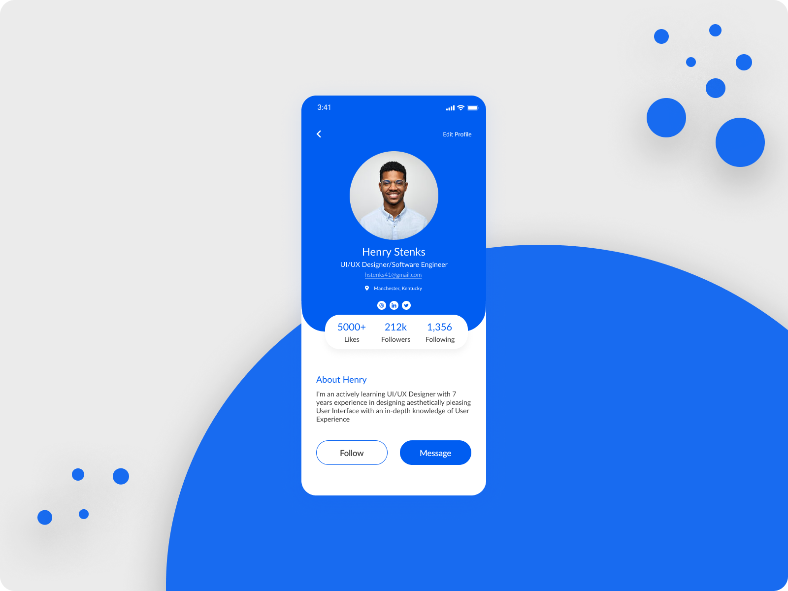 Daily UI #006 - User Profile by Akapo Oluwatimilehin on Dribbble