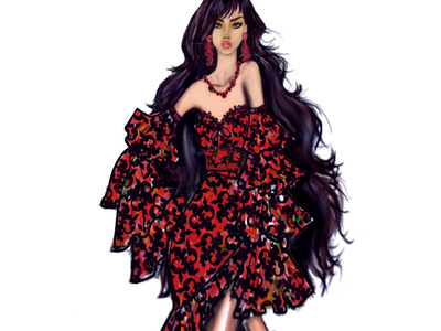 She’s fiery art christinepryordesigns design exotic fashion illustration girl