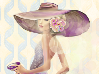 Glam girl 3d art cocktail girl glitter illustration