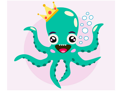 The King of octopus illustration ocean octopus pink pretty vector vector art vector illustration vectorart осьминог