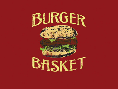 Vintage Shirt Design - Burger Basket apparel design burgers food illustration shirt design vintage