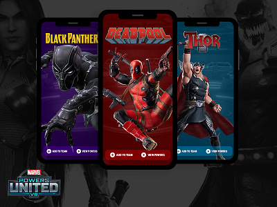 Marvel Powers United : Phone App Concept concept concepting design phone app pitch pitchwork ui ux