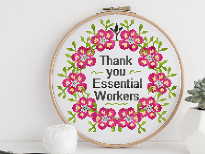 Thank you Essential Workers – Cross stitch pattern PDF cross stitch cross stitch pattern cross stitch pattern pdf cross stitch pattern pdf crosshatching crossstitchpattern design illustration typography