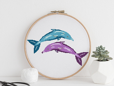 Cross stitch pattern – Dolphins cross stitch cross stitch pattern cross stitch pattern pdf crosshatching crossstitchpattern design illustration typography