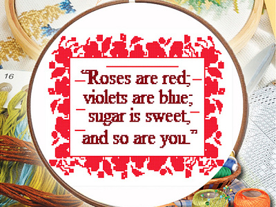 Roses are red - Cross stitch pattern cross stitch cross stitch pattern cross stitch pattern pdf crosshatching crossstitchpattern design roses are red