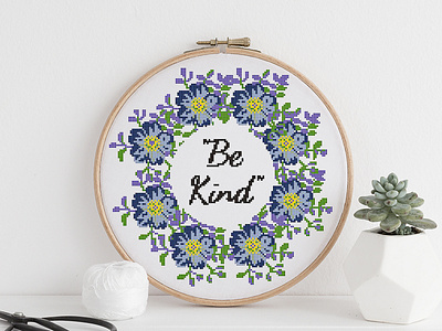 Be Kind - CROSS STITCH PATTERN art be kind cross stitch cross stitch pattern cross stitch pattern pdf crosshatching crossstitchpattern design typography