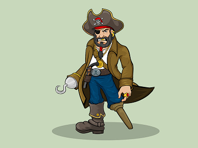 Pirate Guy character flat game illustration nylotto pirate pirate game ui vector