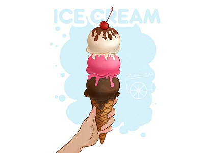 Time for an Icecream fix :P art cherry cute drawing food hand icecream illustration vector vector art yum
