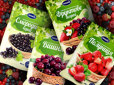 Packagin desing frozen fruits / Premia Fozzy Group brand design frozen food package design packaging packaging design