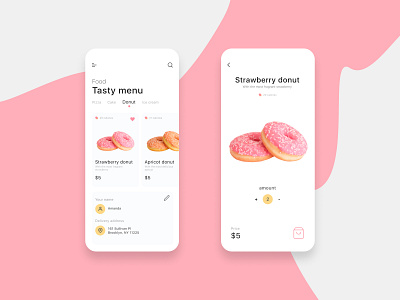 Food menu app delivery alexanderpriymak app color delivery design donut donuts food food app foodie menu menu bar mobile priymak restaurant ui ux