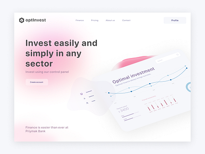 Invest dashboard - finance app app blur dashboad dashboard app dashboard ui design finance app invest landing mobile modern pink rebound ui ux