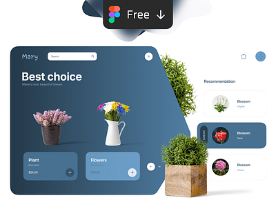 Free Figma UI kit FLOWER blue figma figma design figmadesign flower free freebie landing online marketing online shop online shopping online store selling shop ui